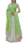 Vedika M_Green Silk Halter Neck Floral Print Lehenga Set _Online_at_Aza_Fashions