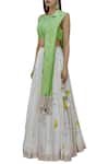 Buy_Vedika M_Green Silk Halter Neck Floral Print Lehenga Set _Online_at_Aza_Fashions