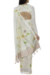 Shop_Vedika M_White Silk High Neck Printed Saree With Blouse  _at_Aza_Fashions