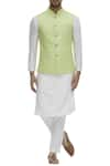 Buy_Chatenya Mittal_Green Chanderi Bundi _at_Aza_Fashions