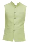 Buy_Chatenya Mittal_Green Chanderi Bundi _Online_at_Aza_Fashions