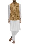 Buy_Chatenya Mittal_Yellow Linen Bundi _at_Aza_Fashions