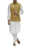 Buy_Chatenya Mittal_Yellow Cotton Silk Bundi _at_Aza_Fashions