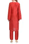 Shop_Natasha J_Red Crepe Split Neck Straight Kurta Set  _at_Aza_Fashions