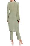 Shop_Natasha J_Green Crepe Split Neck Straight Kurta Set  _at_Aza_Fashions