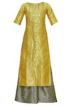 Buy_Samyukta Singhania_Yellow Brocade Straight Kurta Set_Online_at_Aza_Fashions