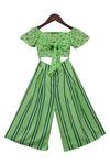 Buy_Fayon Kids_Green Rayon Striped Pant Set _at_Aza_Fashions