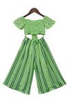 Shop_Fayon Kids_Green Rayon Striped Pant Set _at_Aza_Fashions