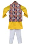 Shop_Fayon Kids_White Cotton, Silk Bundi Kurta Set _at_Aza_Fashions