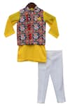 Fayon Kids_White Cotton, Silk Bundi Kurta Set _Online_at_Aza_Fashions