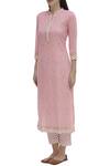 Khwaab by Sanjana Lakhani_Pink Cotton Leheriya Kurta Set_Online_at_Aza_Fashions