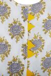 Banana Bee_Yellow Printed Kurta Set For Girls_at_Aza_Fashions