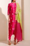 Buy_Ampm_Pink Chanderi Kurta Dhoti Pant Set_at_Aza_Fashions