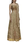 Kommal Sood_Beige Organza Embroidered Lehenga Set _Online_at_Aza_Fashions