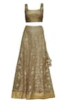 Shop_Kommal Sood_Beige Organza Embroidered Lehenga Set _Online_at_Aza_Fashions