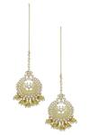 Shop_Khushi Jewels_Gold Plated Bead Jhumka Chandbali Earrings_at_Aza_Fashions