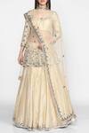 Buy_Abhinav Mishra_Beige Chanderi Kurta Lehenga Set_Online_at_Aza_Fashions