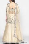 Shop_Abhinav Mishra_Beige Chanderi Kurta Lehenga Set_at_Aza_Fashions