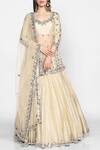 Buy_Abhinav Mishra_Beige Chanderi Kurta Lehenga Set_at_Aza_Fashions