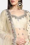 Shop_Abhinav Mishra_Beige Chanderi Kurta Lehenga Set_Online_at_Aza_Fashions