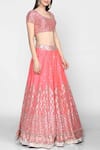 Abhinav Mishra_Pink Chanderi U Neckline Lehenga Set _Online_at_Aza_Fashions