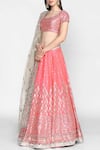 Buy_Abhinav Mishra_Pink Chanderi U Neckline Lehenga Set _Online_at_Aza_Fashions