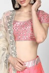 Shop_Abhinav Mishra_Pink Chanderi U Neckline Lehenga Set _Online_at_Aza_Fashions