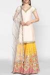 Buy_Abhinav Mishra_Yellow Raw Silk Straight Kurta Sharara Set_Online_at_Aza_Fashions