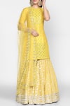 Buy_Abhinav Mishra_Yellow Chanderi Kurta Sharara Set_Online_at_Aza_Fashions