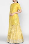 Abhinav Mishra_Yellow Chanderi Kurta Sharara Set_Online_at_Aza_Fashions