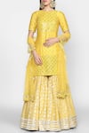 Buy_Abhinav Mishra_Yellow Chanderi Kurta Sharara Set_at_Aza_Fashions