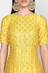 Shop_Abhinav Mishra_Yellow Chanderi Kurta Sharara Set_Online_at_Aza_Fashions