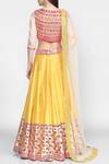 Shop_Abhinav Mishra_Yellow Raw Silk Chanderi Lehenga Set_at_Aza_Fashions