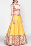 Abhinav Mishra_Yellow Raw Silk Chanderi Lehenga Set_Online_at_Aza_Fashions