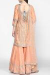 Shop_Abhinav Mishra_Peach Raw Silk Round Neck Embellished Kurta Sharara Set _at_Aza_Fashions