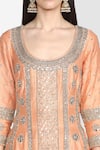 Abhinav Mishra_Peach Raw Silk Round Neck Embellished Kurta Sharara Set _at_Aza_Fashions