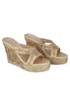 Buy_Fuchsia_Gold Embroidered Wedges _at_Aza_Fashions