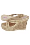 Buy_Fuchsia_Gold Embroidered Wedges _Online_at_Aza_Fashions