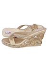 Buy_Fuchsia_Beige Embroidered Wedges _Online_at_Aza_Fashions