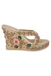 Shop_Fuchsia by aashaka mehta_Gold Embroidery Wedges _at_Aza_Fashions