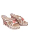 Buy_Fuchsia_Peach Zardozi Embroidered Wedges _at_Aza_Fashions