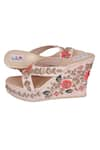 Buy_Fuchsia_Peach Zardozi Embroidered Wedges _Online_at_Aza_Fashions