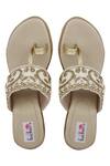 Fuchsia by aashaka mehta_Cream Embroidery Kolhapuri Wedges _Online_at_Aza_Fashions