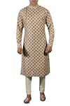 Buy_Gaurav Katta_Beige Cotton Silk Printed Kurta _at_Aza_Fashions