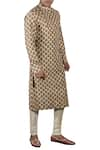 Shop_Gaurav Katta_Beige Cotton Silk Printed Kurta _at_Aza_Fashions