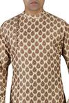 Gaurav Katta_Beige Cotton Silk Printed Kurta _Online_at_Aza_Fashions