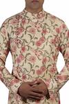 Gaurav Katta_Beige Cotton Silk Block Print Kurta _Online_at_Aza_Fashions