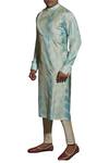 Shop_Gaurav Katta_Blue Bhagalpuri Silk Overlap Kurta _at_Aza_Fashions
