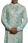 Gaurav Katta_Blue Bhagalpuri Silk Overlap Kurta _Online_at_Aza_Fashions