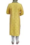 Shop_Gaurav Katta_Yellow Silk Embroidered Sherwani _at_Aza_Fashions